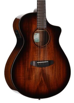 Breedlove Pursuit Exotic S Concert CE Acoustic Electric Guitar Koa Body Angled View
